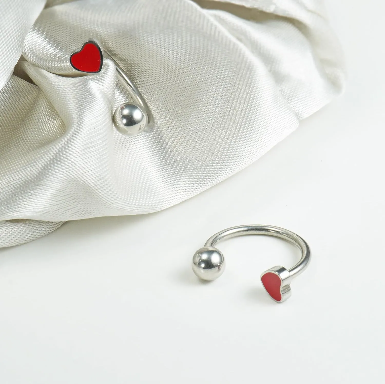 16G 2PCs Cute Heart Snake Bite Jewelry, Lip Rings Snake Bites, Horseshoe Labret Jewelry for Lip Piercing, Black Red Pink, 8mm 10mm 12mm