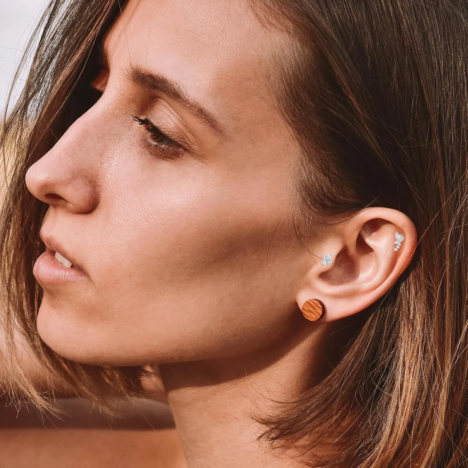 16G 316L Surgical Steel Push in Ear Rings Butterfly Nose Ring Studs for Women Men Leaf Lip Rings Top Pushin Threadless Flat Back Lobe Helix, Tragus, Conch Cartilage Earring Piercing 