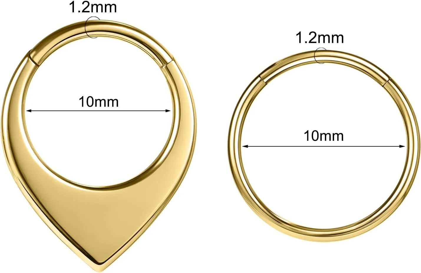 16G 8mm/10mm Nose Rings Hoops Surgical Steel Septum Rings Hoops Hinged Segment Nose Cartilage Clicker Hoop Earrings Piercing Rings for Piercing Rings for Women Men Gold Silver