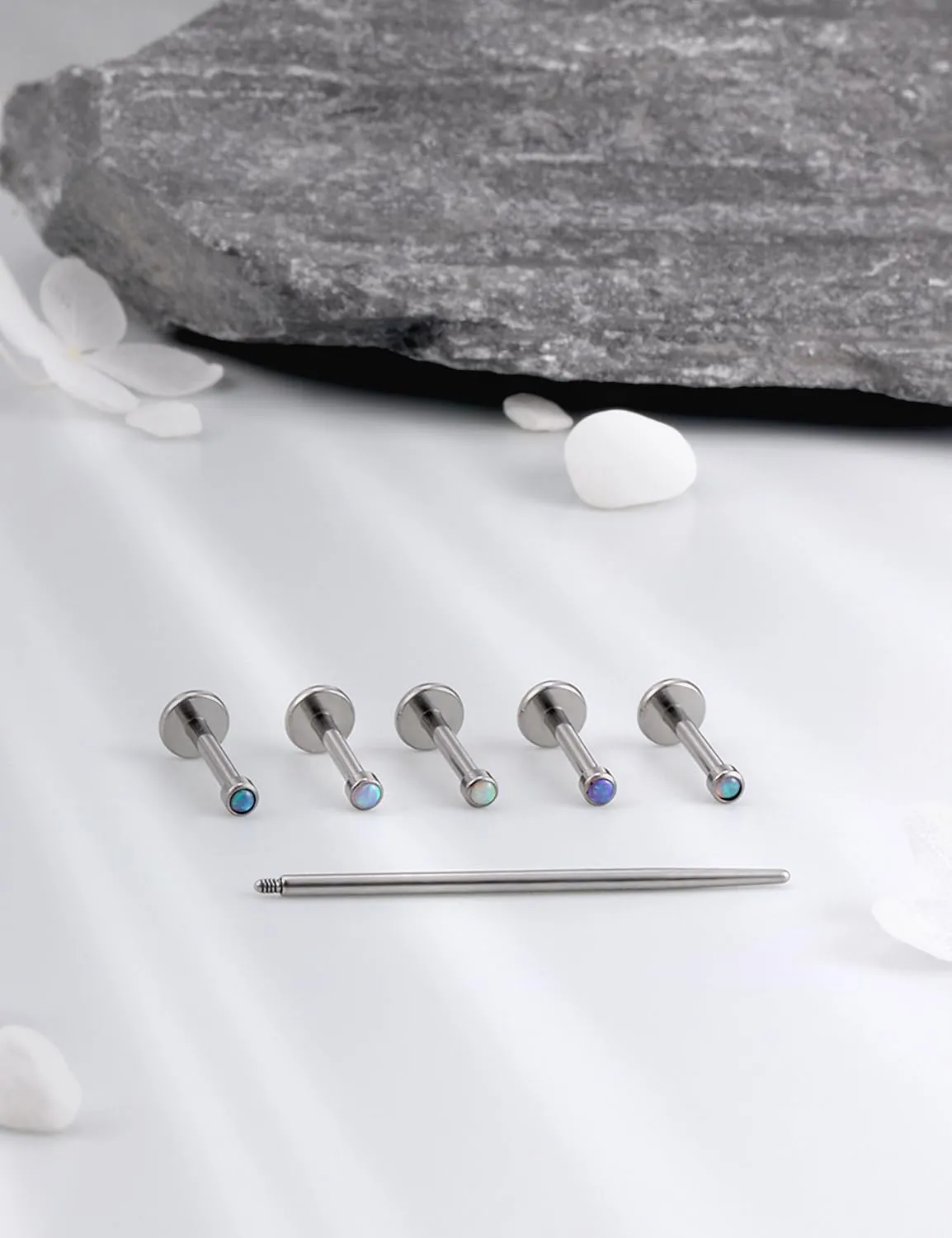 16G F136 Titanium Lip Rings Labret Jewelry Internally Threaded Monroe Lip Ring Medusa Snake Bite Piercing Jewelry Conch Tragus Forward Helix Cartilage Earring Studs Opal Piercing Jewelry