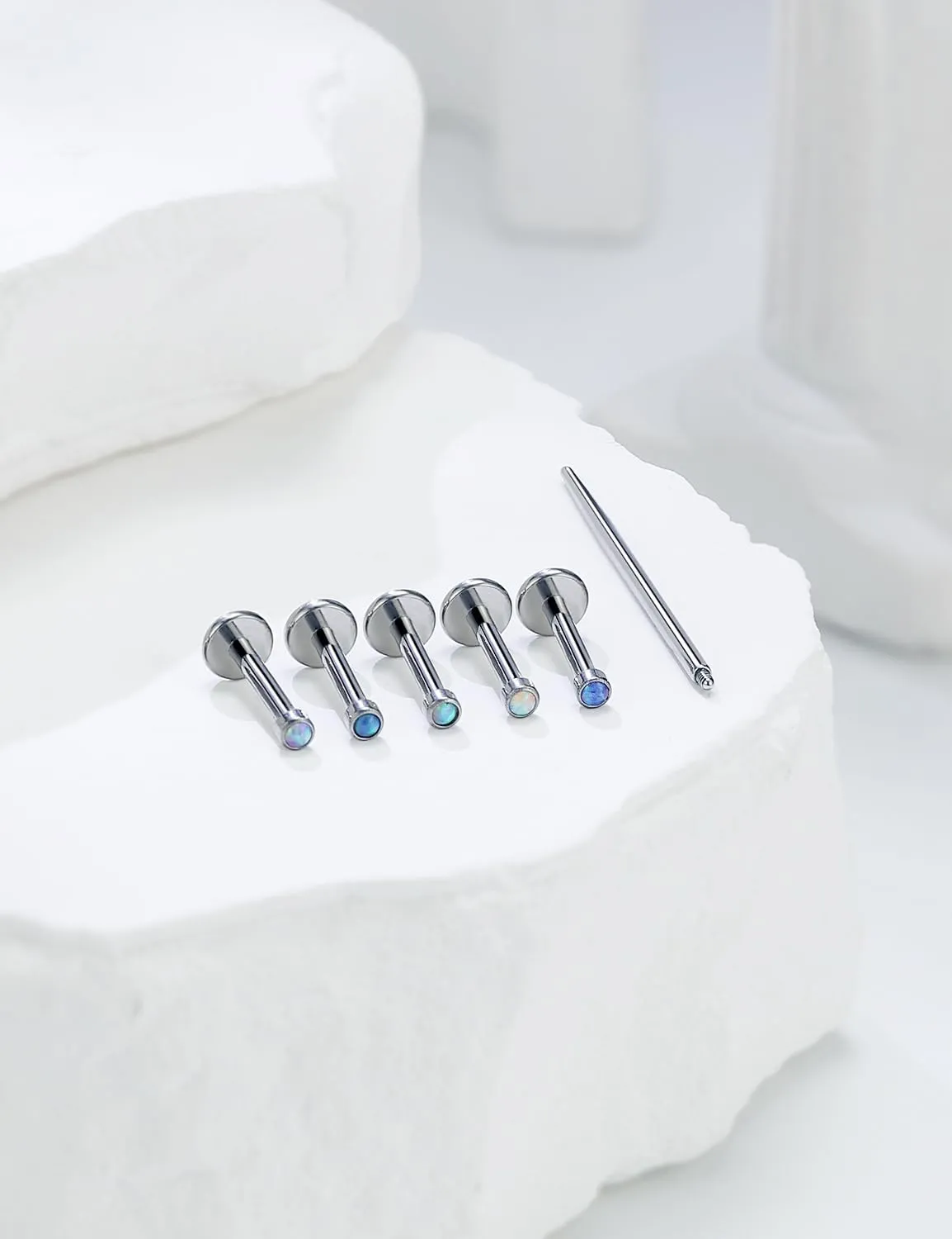 16G F136 Titanium Lip Rings Labret Jewelry Internally Threaded Monroe Lip Ring Medusa Snake Bite Piercing Jewelry Conch Tragus Forward Helix Cartilage Earring Studs Opal Piercing Jewelry