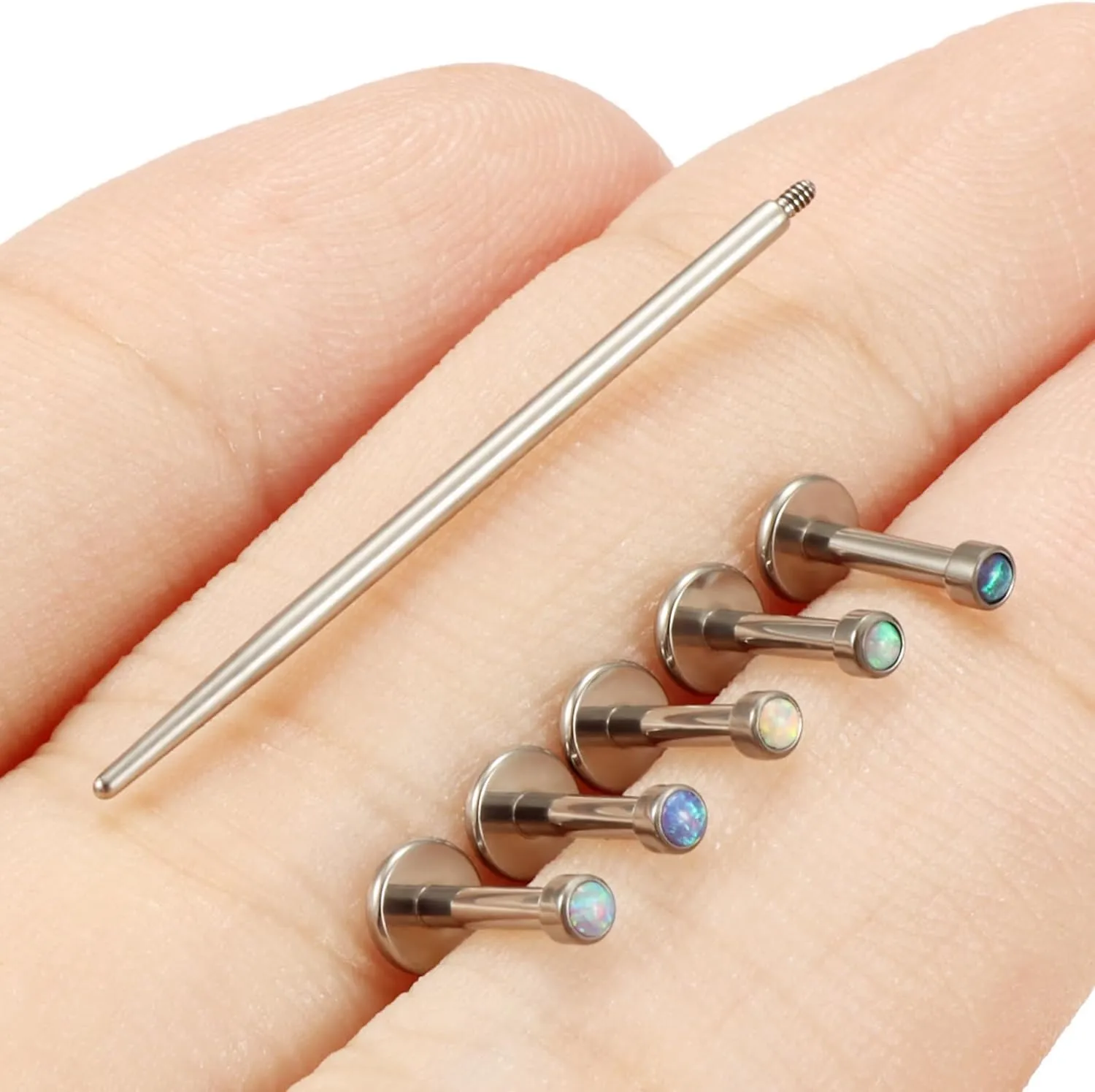 16G F136 Titanium Lip Rings Labret Jewelry Internally Threaded Monroe Lip Ring Medusa Snake Bite Piercing Jewelry Conch Tragus Forward Helix Cartilage Earring Studs Opal Piercing Jewelry