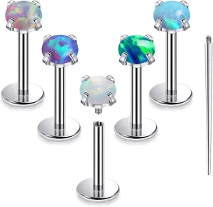 16G F136 Titanium Lip Rings Labret Jewelry Internally Threaded Monroe Lip Ring Medusa Snake Bite Piercing Jewelry Conch Tragus Forward Helix Cartilage Earring Studs Piercing Jewelry Opal