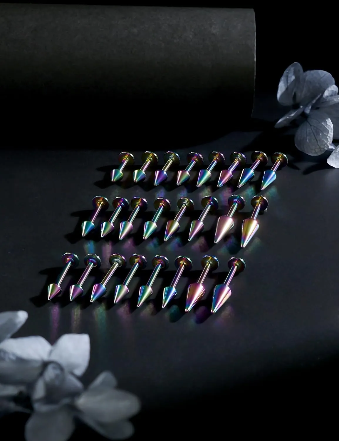 16G Spike Snake Bites Jewelry Tragus Conch Helix Piercing Jewelry Monroe Lip Rings Medusa Labret Piercing Jewelry Flat Back Cartilage Earrings for Women Silver Black Gold Rainbow 6MM 8MM 10MM