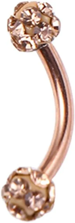 16G Stainless Steel Body Piercing Jewelry, Rhinestone Curved Barbell Eyebrow Rings, Curved Eyebrow Rings Button Ring