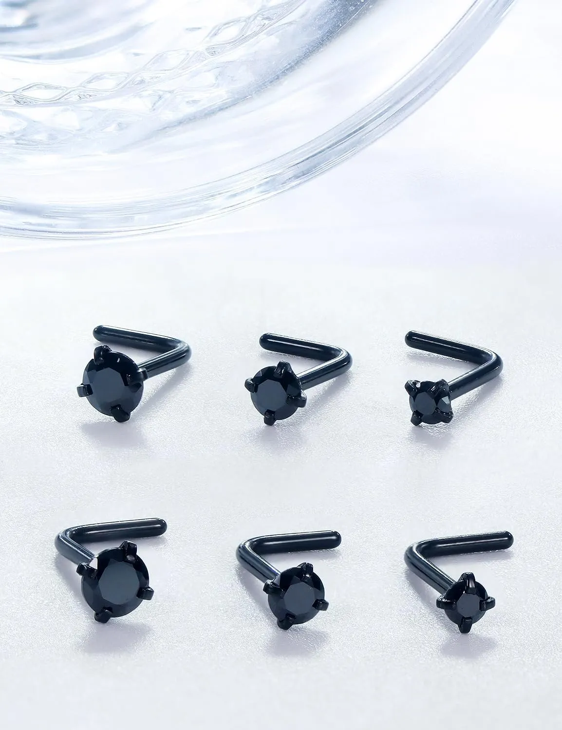 18G 20G 22G Stainless Surgical Steel Titanium Nose Rings Studs for Women L Shaped Nose Rings Screw Nose Studs Nostrial Piercing Jewelry for Women Men Silver Gold Black