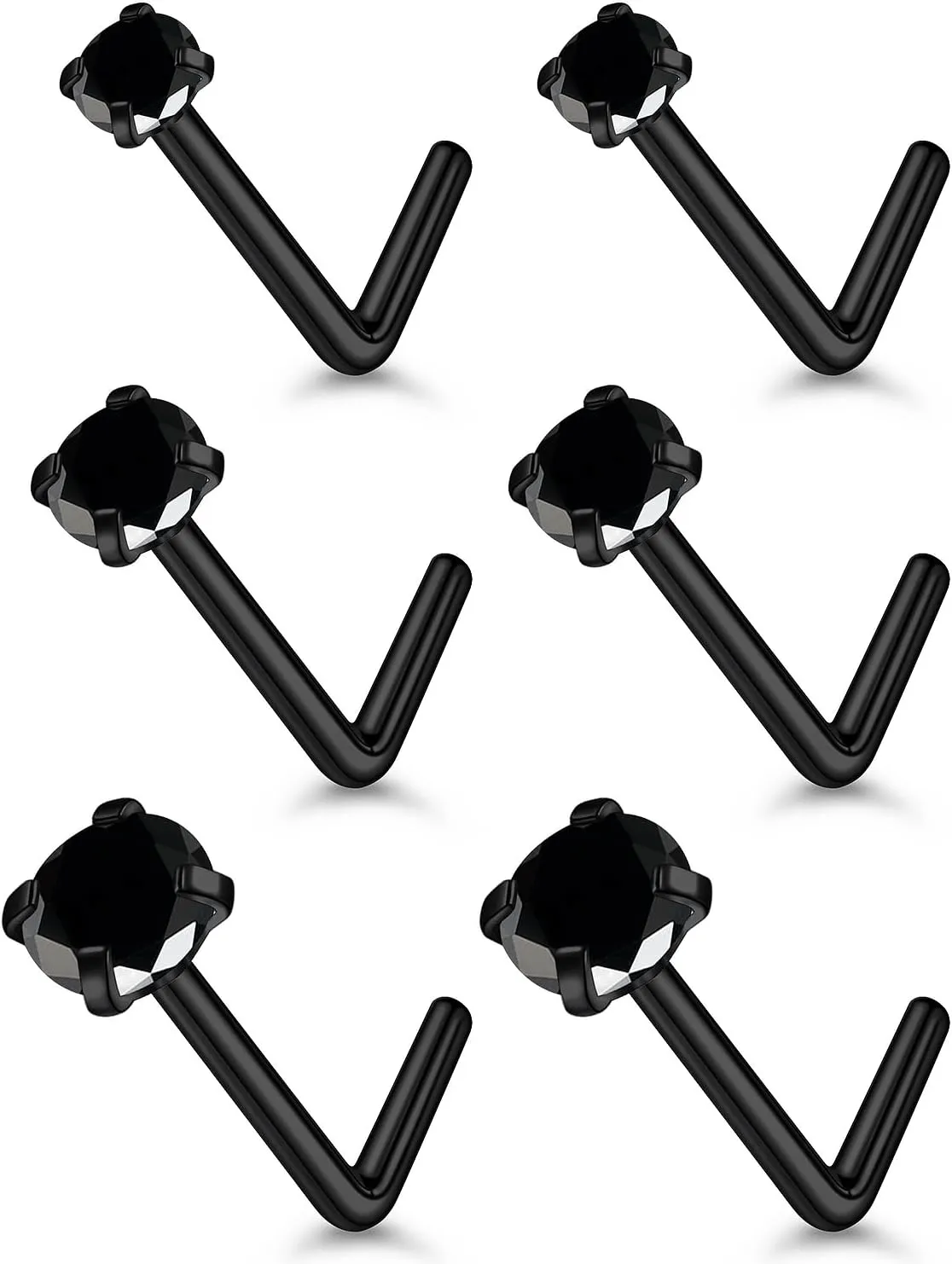 18G 20G 22G Stainless Surgical Steel Titanium Nose Rings Studs for Women L Shaped Nose Rings Screw Nose Studs Nostrial Piercing Jewelry for Women Men Silver Gold Black