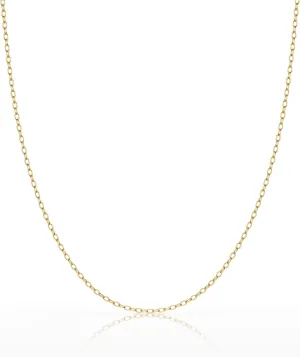 18K Gold Plated Sterling Silver Italian Cable Chain Necklace for Women, 1.2mm Very Thin and Dainty Necklace, Sizes 14" - 36"