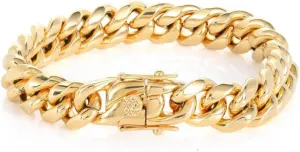 18K pure gold Cuban men and women wear 12mm wide bracelets, Miami hip-hop bracelets, Valentine's Day, Christmas, birthday gift tennis