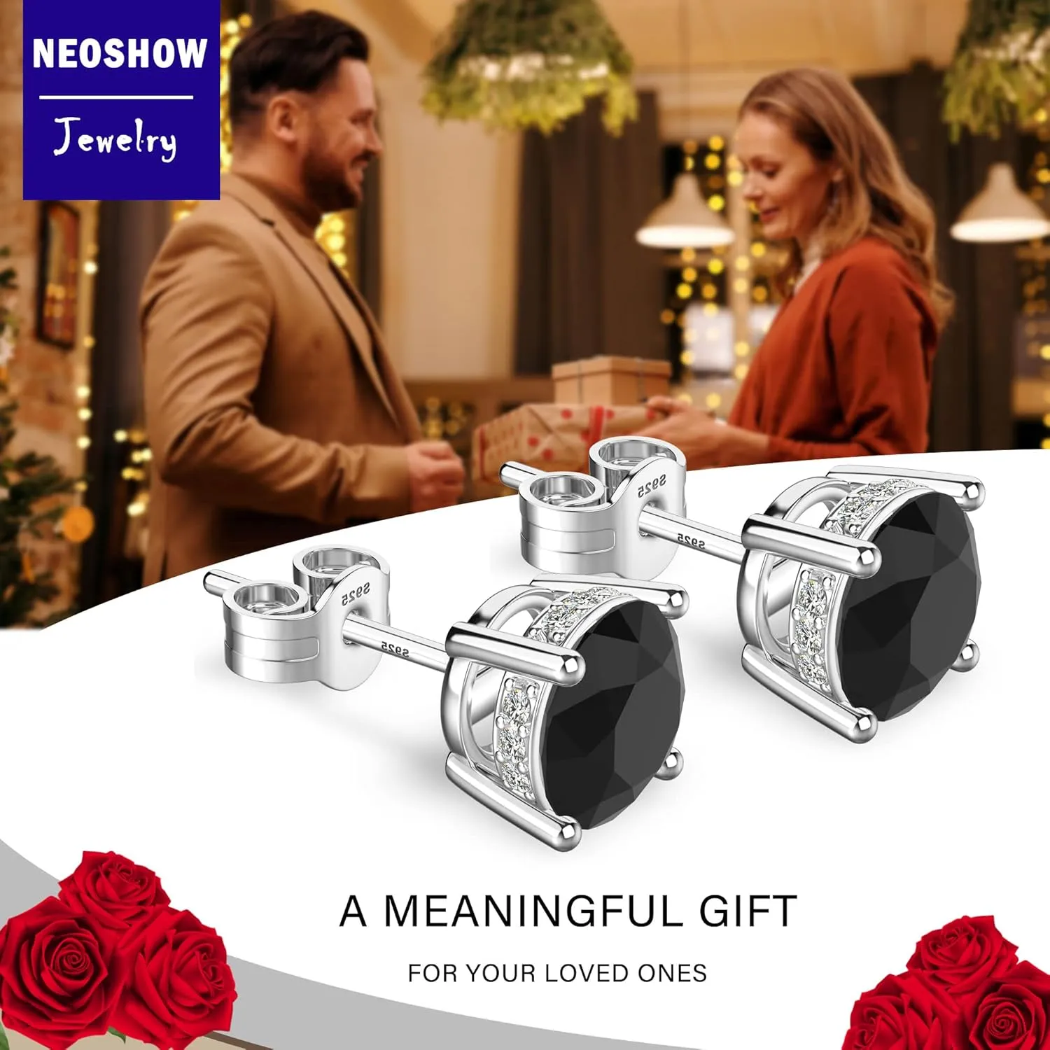 18K White Gold Plated Round Cubic Zirconia Simulated Diamond Stud Earrings Solid Sterling Silver Post Sparkly CZ Studs Earrings for Women Men