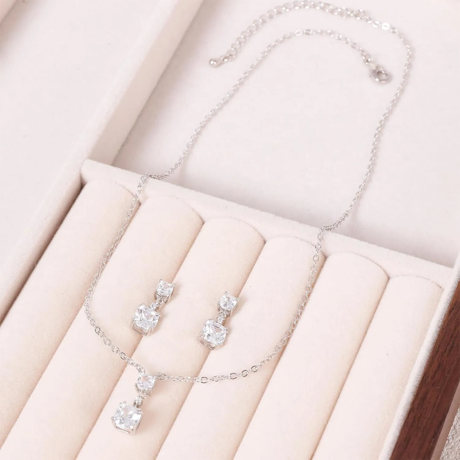18k/14k Gold Plated Jewelry Set for Women 4/2 Pcs Emerald-cut/Heart/Cushion-cut Cubic Zirconia Necklace Earring Bracelet Anklet Set Birthstone Jewelry Wife Mother Wedding Prom Birthday Gift