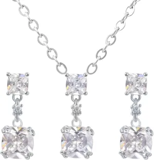 18k/14k Gold Plated Jewelry Set for Women 4/2 Pcs Emerald-cut/Heart/Cushion-cut Cubic Zirconia Necklace Earring Bracelet Anklet Set Birthstone Jewelry Wife Mother Wedding Prom Birthday Gift