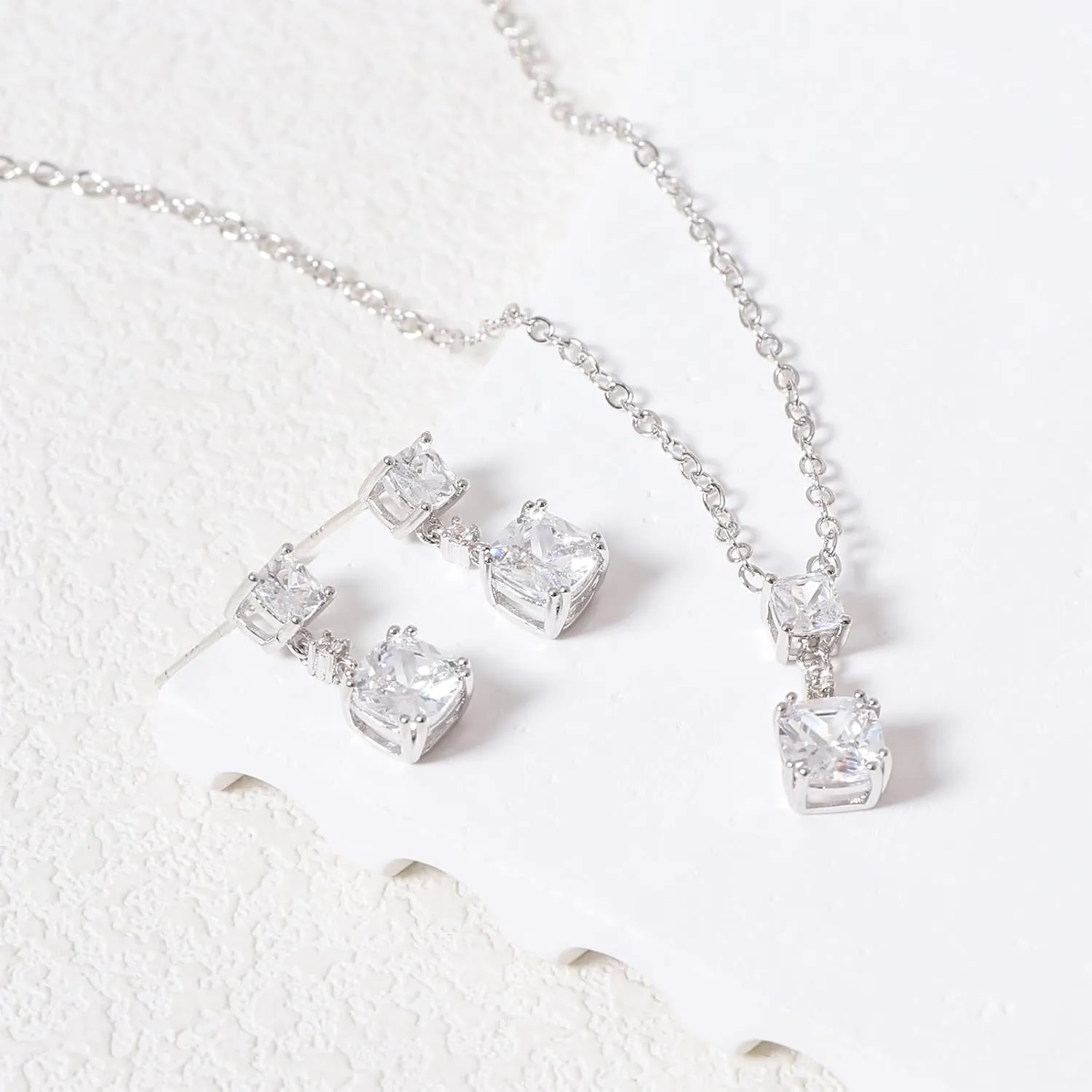 18k/14k Gold Plated Jewelry Set for Women 4/2 Pcs Emerald-cut/Heart/Cushion-cut Cubic Zirconia Necklace Earring Bracelet Anklet Set Birthstone Jewelry Wife Mother Wedding Prom Birthday Gift