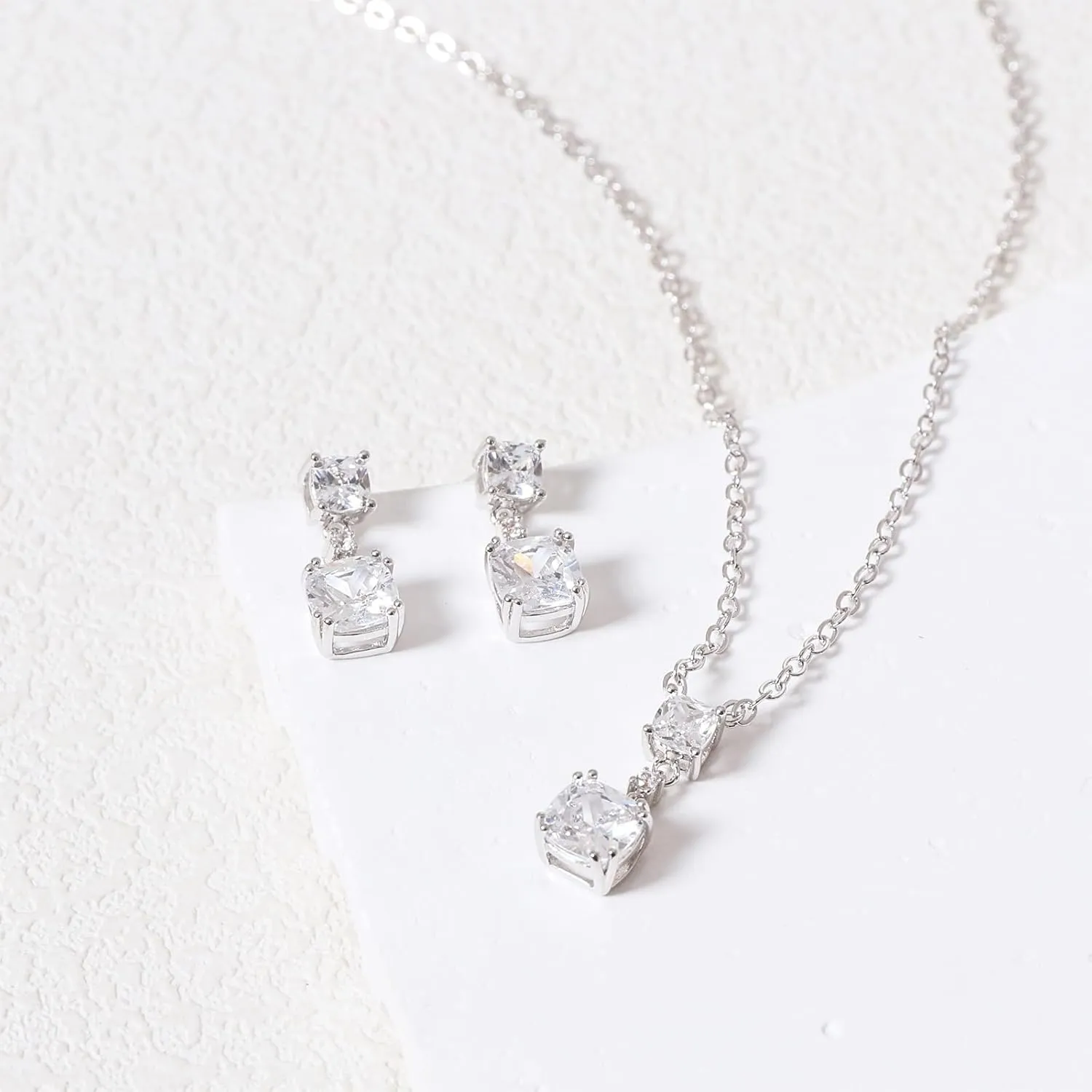 18k/14k Gold Plated Jewelry Set for Women 4/2 Pcs Emerald-cut/Heart/Cushion-cut Cubic Zirconia Necklace Earring Bracelet Anklet Set Birthstone Jewelry Wife Mother Wedding Prom Birthday Gift
