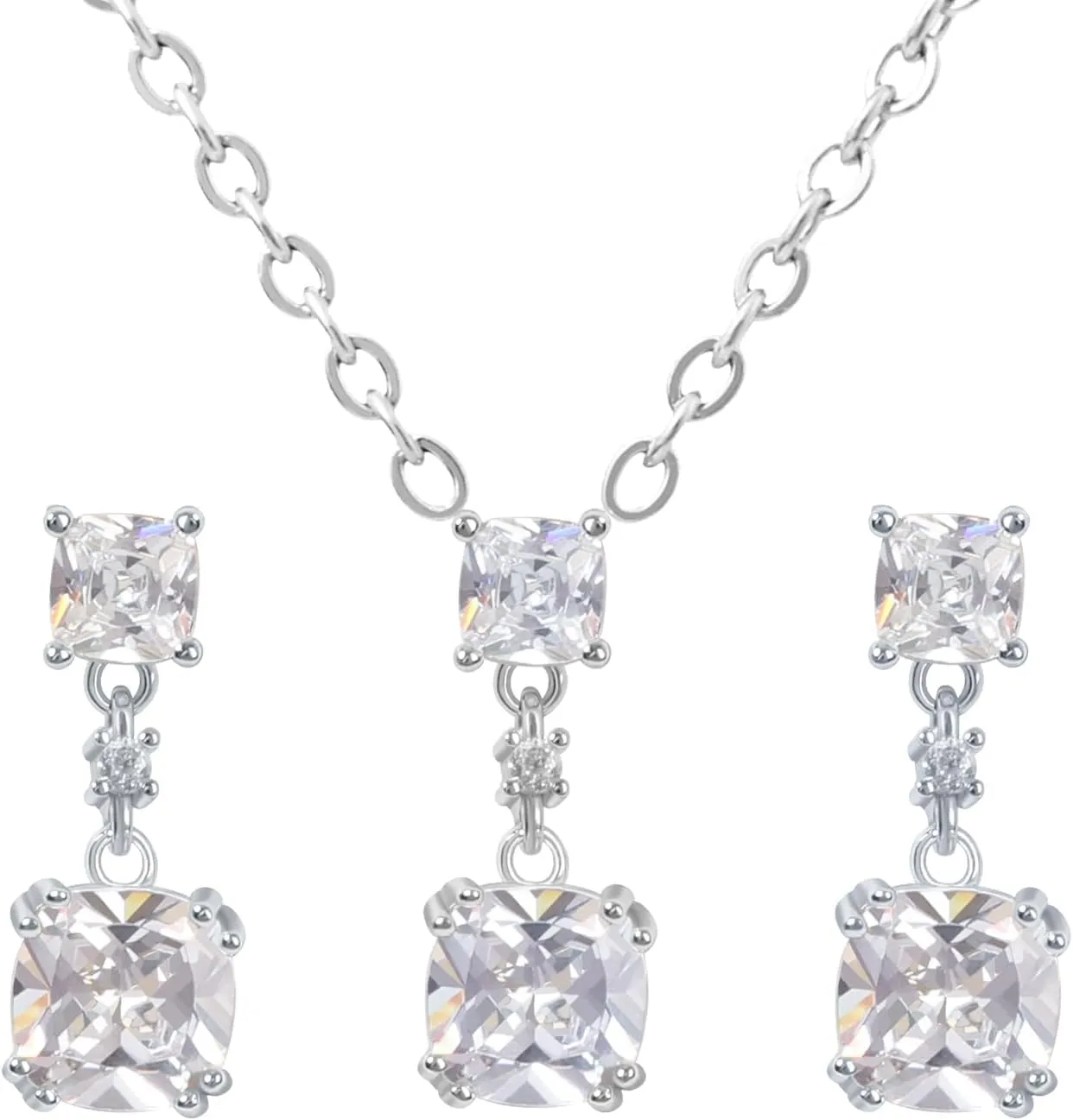 18k/14k Gold Plated Jewelry Set for Women 4/2 Pcs Emerald-cut/Heart/Cushion-cut Cubic Zirconia Necklace Earring Bracelet Anklet Set Birthstone Jewelry Wife Mother Wedding Prom Birthday Gift