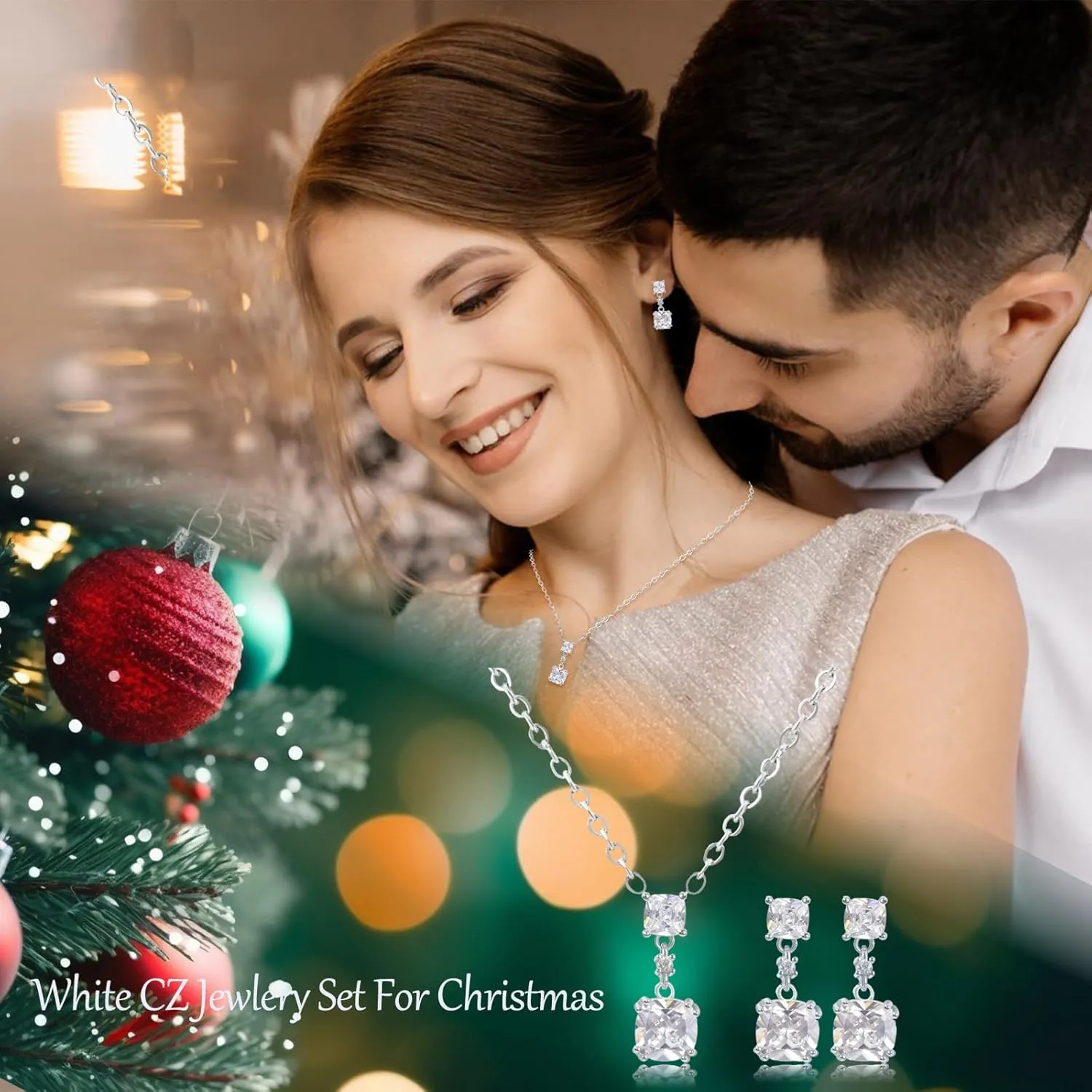 18k/14k Gold Plated Jewelry Set for Women 4/2 Pcs Emerald-cut/Heart/Cushion-cut Cubic Zirconia Necklace Earring Bracelet Anklet Set Birthstone Jewelry Wife Mother Wedding Prom Birthday Gift