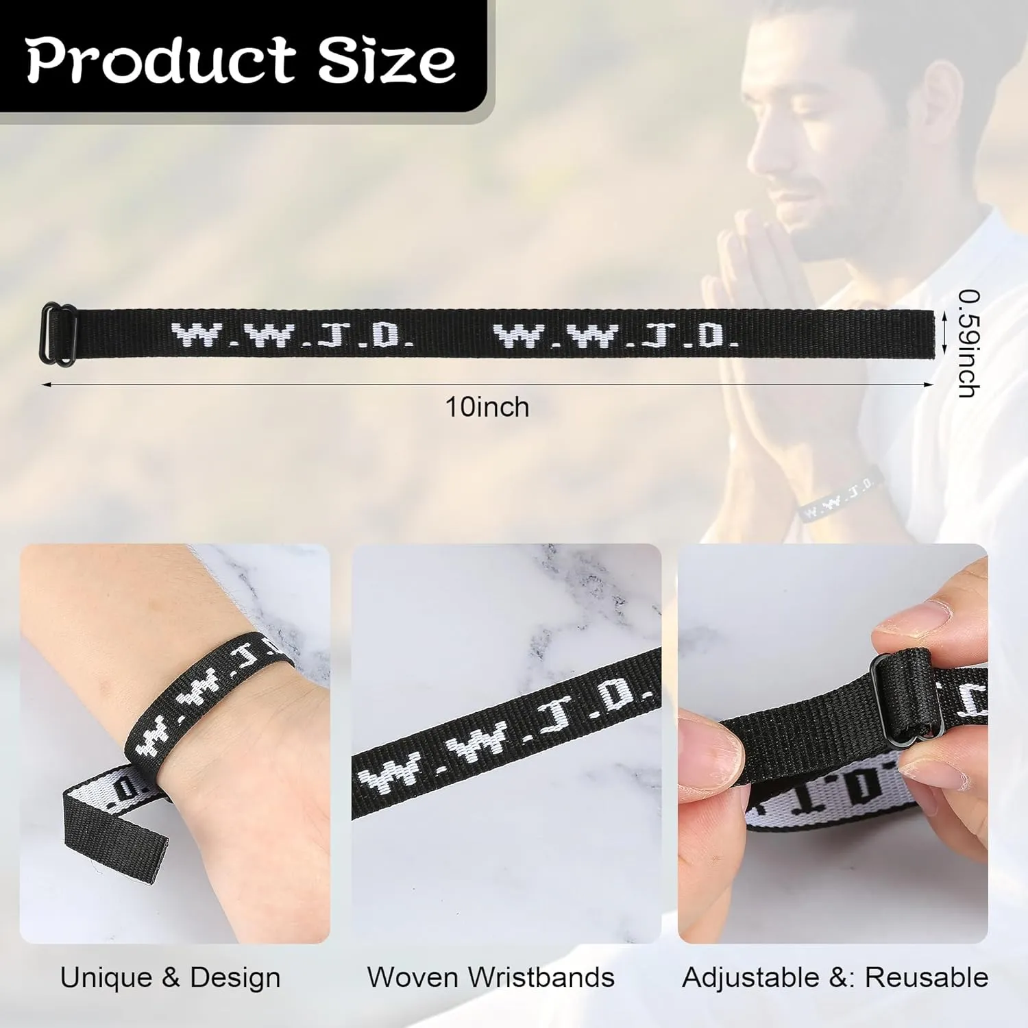 18PCS WWJD Christian Bracelet Pack for Women Men, Jesus Gifts Bracelets Bulk, WWJD Bracelets - What Would Jesus Do Bracelet
