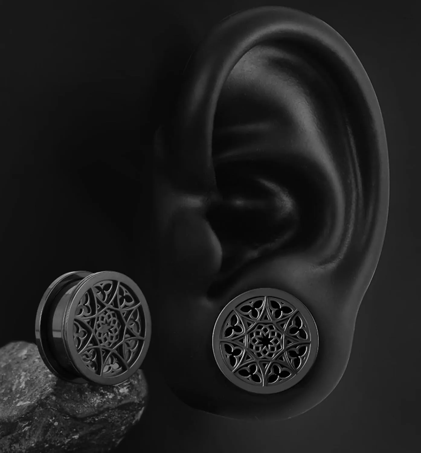 2 PCS Figure Gauges for Ears Hypoallergenic 316 Stainless Steel Ear Gauge Plugs for Women Men Comfy Ear Plugs Gauges Body Ear Piercing Jewelry
