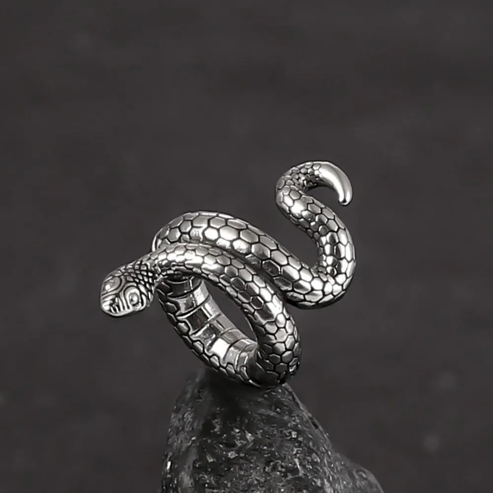 2 PCS Snake Ear Plugs Gauges Ear Lobes Clip Tunnels 6g (4mm), Hypoallergenic 316 Stainless Steel Plugs Tunnels Gauges for Ear Stretching Body Jewelry Women Men