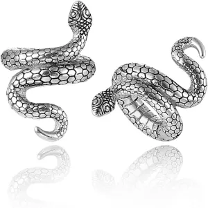 2 PCS Snake Ear Plugs Gauges Ear Lobes Clip Tunnels 6g (4mm), Hypoallergenic 316 Stainless Steel Plugs Tunnels Gauges for Ear Stretching Body Jewelry Women Men
