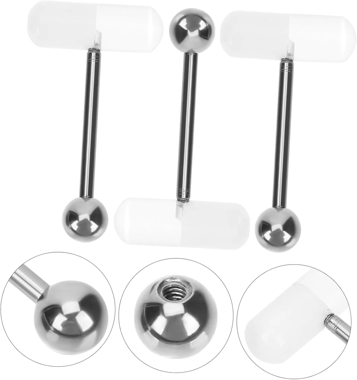 20 Pcs Pill Tongue Ring Eyebrow Belly Button Rings Barbell Stud Ring Pill Shaped Tongue Rings Tongue