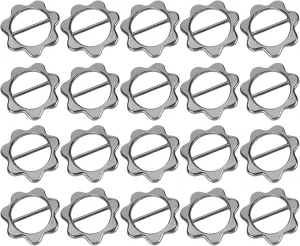 20pcs Metal Round T Shirt Clips Flower Shape Scarf Buckle Rings Clothes Clip Rings Tee Shirt Clips Scarf Rings and Slides