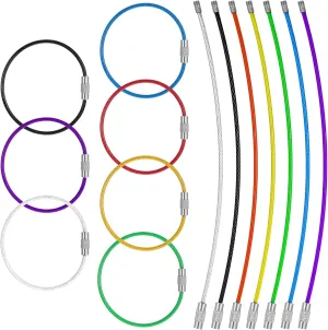 21 PCS Wire Keychain Cable, 5.9" Colored Nylon Coated Stainless Steel Keychain Loop Metal Cable Key Ring Heavy Duty Wire Key Ring 2mm Metal Rings for Crafts Hanging Luggage Tags, Keys Tag Keepers