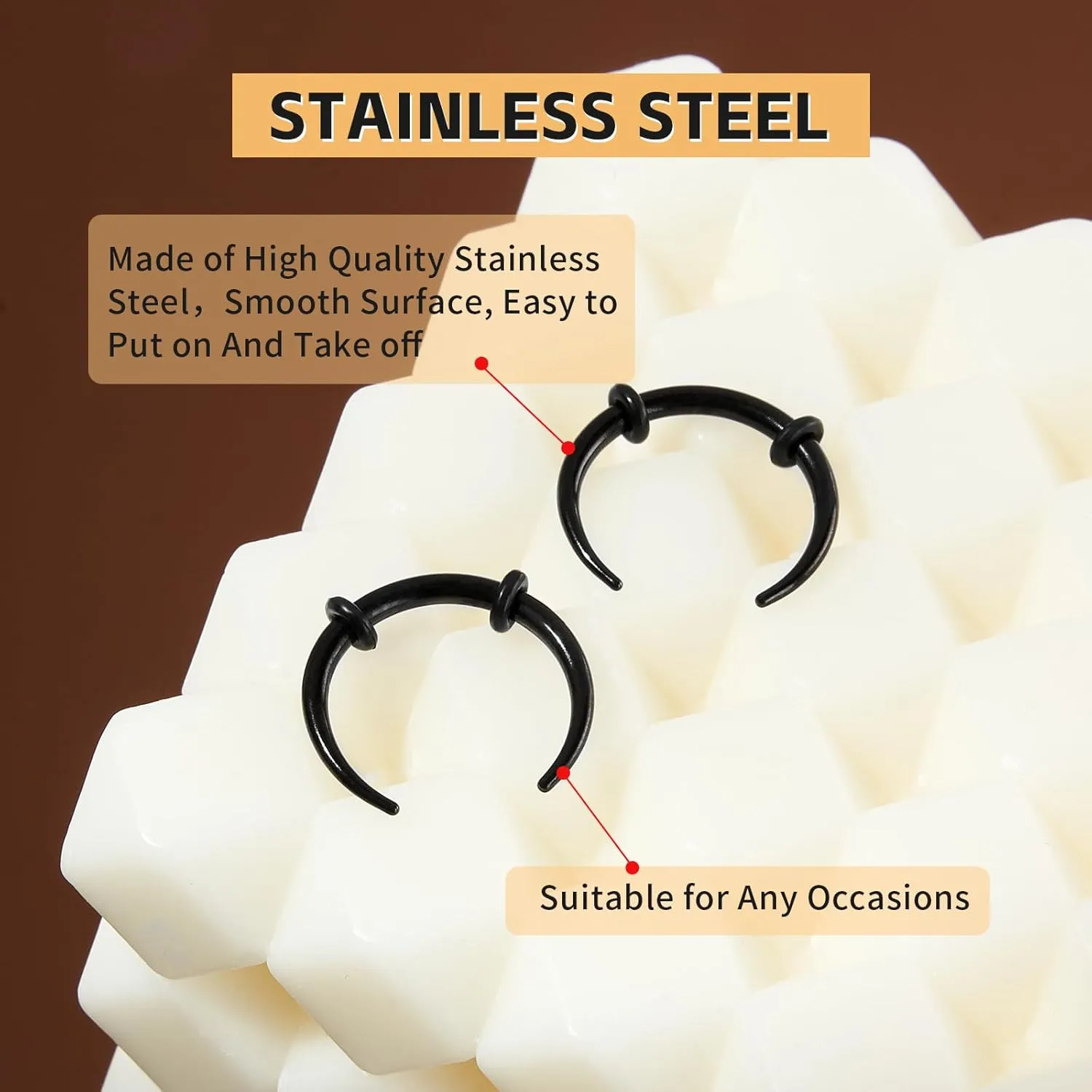 2/4 pcs Stainless Steel Nose Ear Rings Crescent Pincher Septum Taper Rings C Shape Buffalo Horseshoes Hoops Body Piercing Jewelry 10-18G