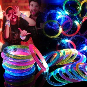 28 Pack Glow Bracelets, Glow in the Dark Party Supplies, 6 Color LED Light Up Bracelets for Adults & Kids Birthday Party Favors, Concert, New Year, Carnival, Raves