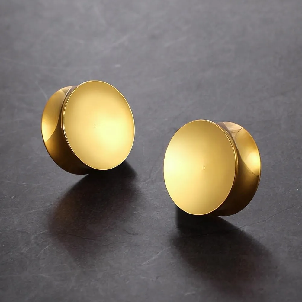 2PCS 8mm-25mm (0G-1") Concave Ear Gauges Ear Plugs Gauges Tunnels for Stretched Ears Hypoallergenic 316 Stainless Steel Ear Body Piercing Jewelry for Women Men