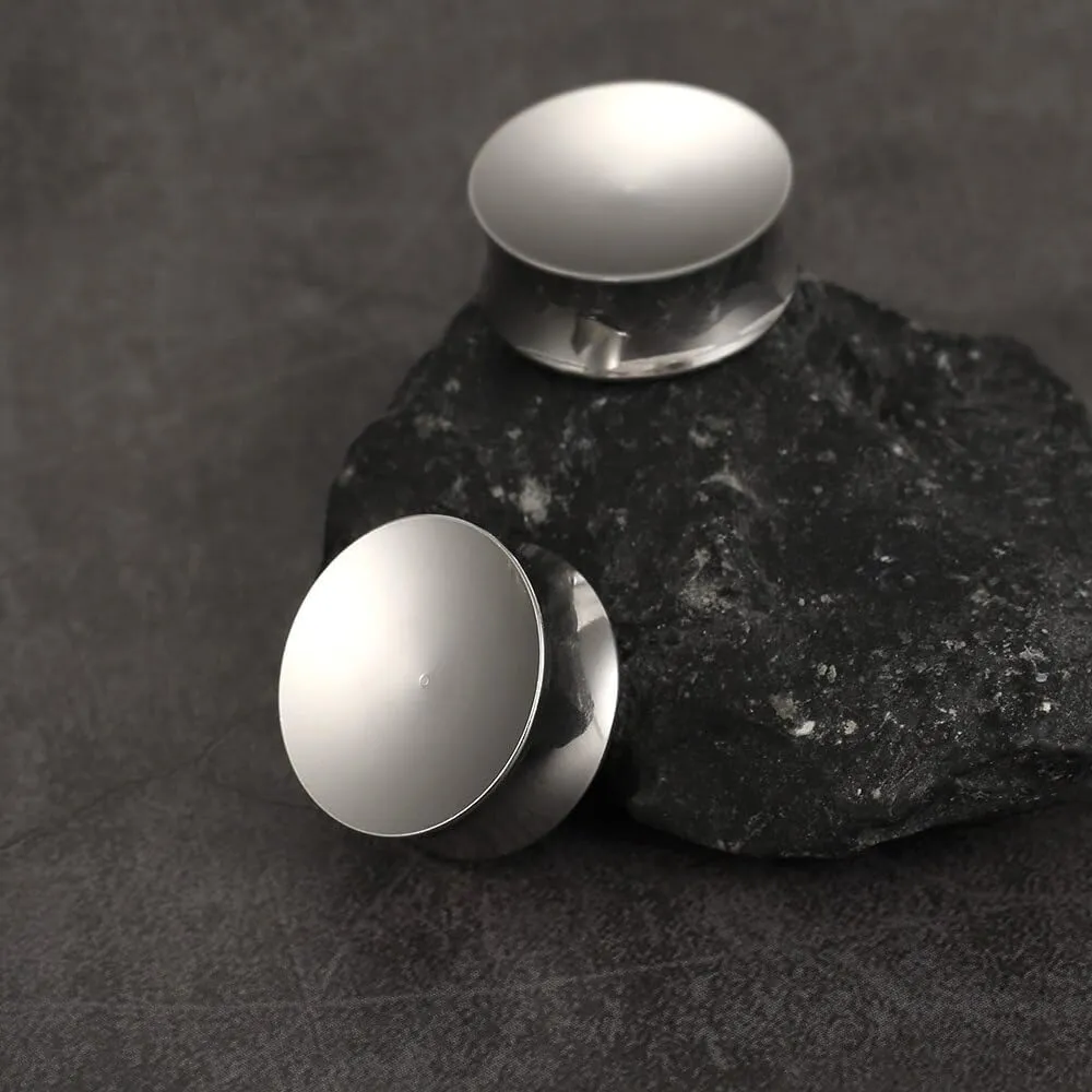 2PCS 8mm-25mm (0G-1") Concave Ear Gauges Ear Plugs Gauges Tunnels for Stretched Ears Hypoallergenic 316 Stainless Steel Ear Body Piercing Jewelry for Women Men