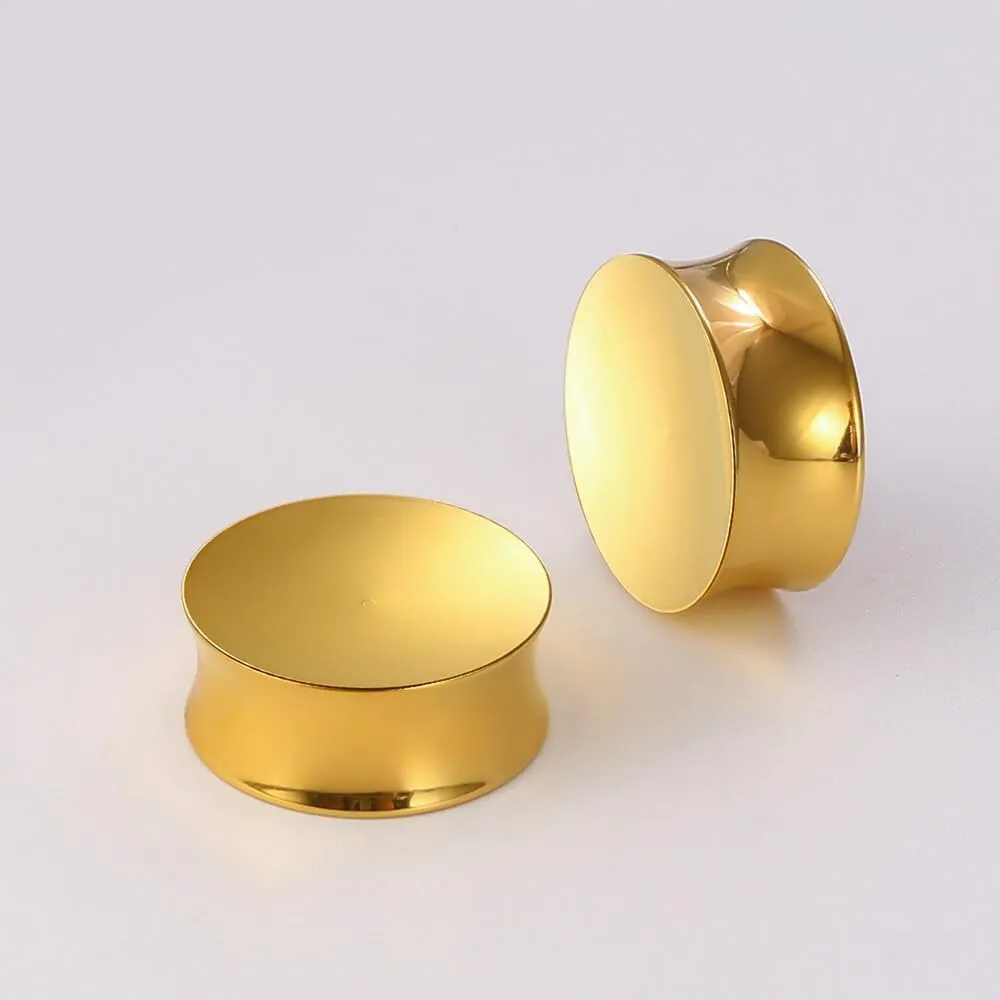 2PCS 8mm-25mm (0G-1") Concave Ear Gauges Ear Plugs Gauges Tunnels for Stretched Ears Hypoallergenic 316 Stainless Steel Ear Body Piercing Jewelry for Women Men