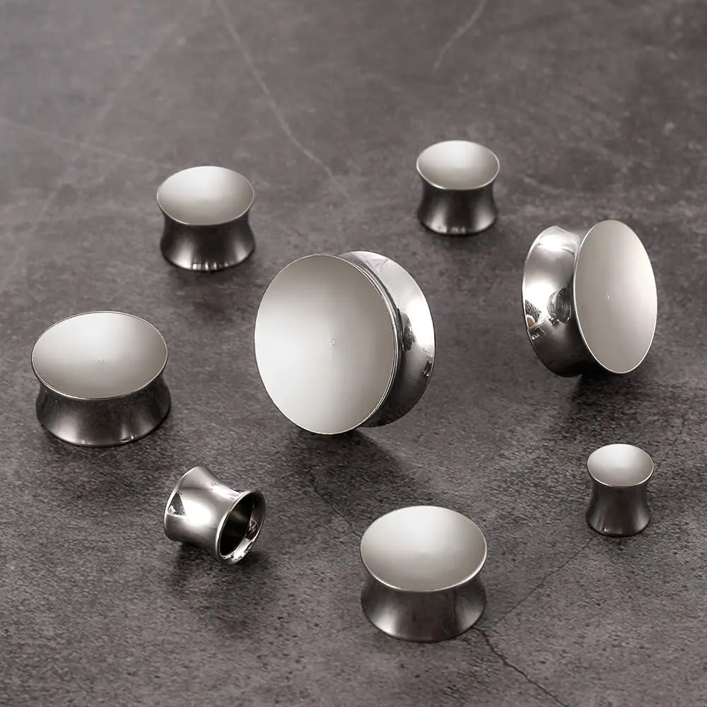 2PCS 8mm-25mm (0G-1") Concave Ear Gauges Ear Plugs Gauges Tunnels for Stretched Ears Hypoallergenic 316 Stainless Steel Ear Body Piercing Jewelry for Women Men