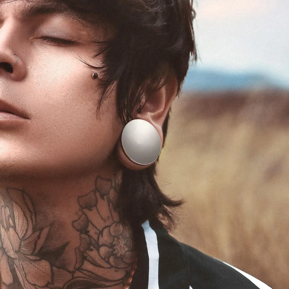 2PCS 8mm-25mm (0G-1") Concave Ear Gauges Ear Plugs Gauges Tunnels for Stretched Ears Hypoallergenic 316 Stainless Steel Ear Body Piercing Jewelry for Women Men