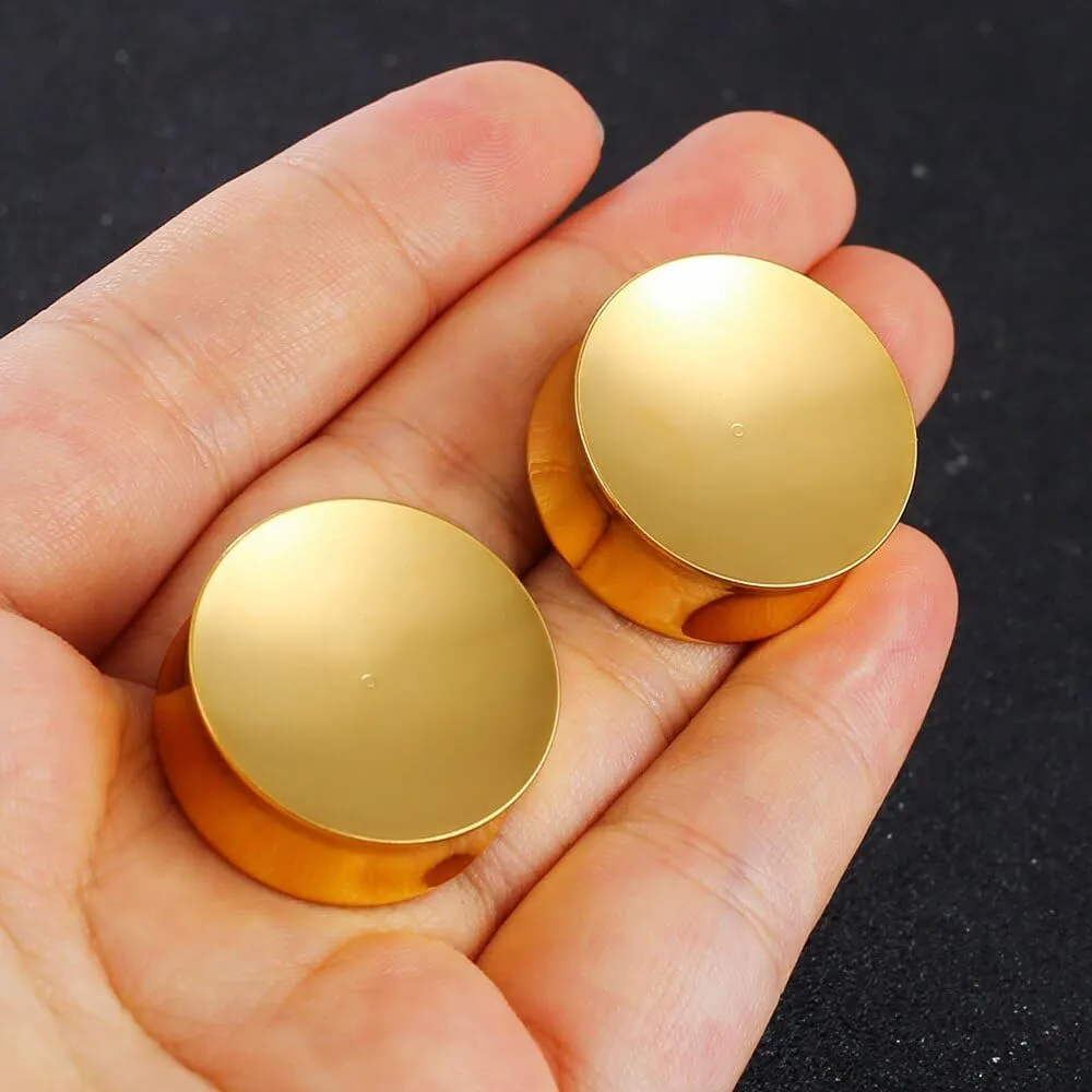 2PCS 8mm-25mm (0G-1") Concave Ear Gauges Ear Plugs Gauges Tunnels for Stretched Ears Hypoallergenic 316 Stainless Steel Ear Body Piercing Jewelry for Women Men