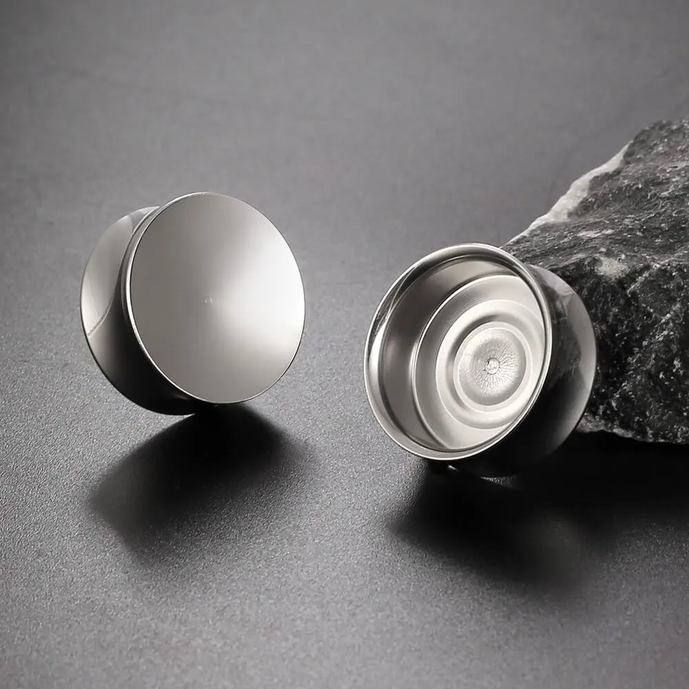 2PCS 8mm-25mm (0G-1") Concave Ear Gauges Ear Plugs Gauges Tunnels for Stretched Ears Hypoallergenic 316 Stainless Steel Ear Body Piercing Jewelry for Women Men