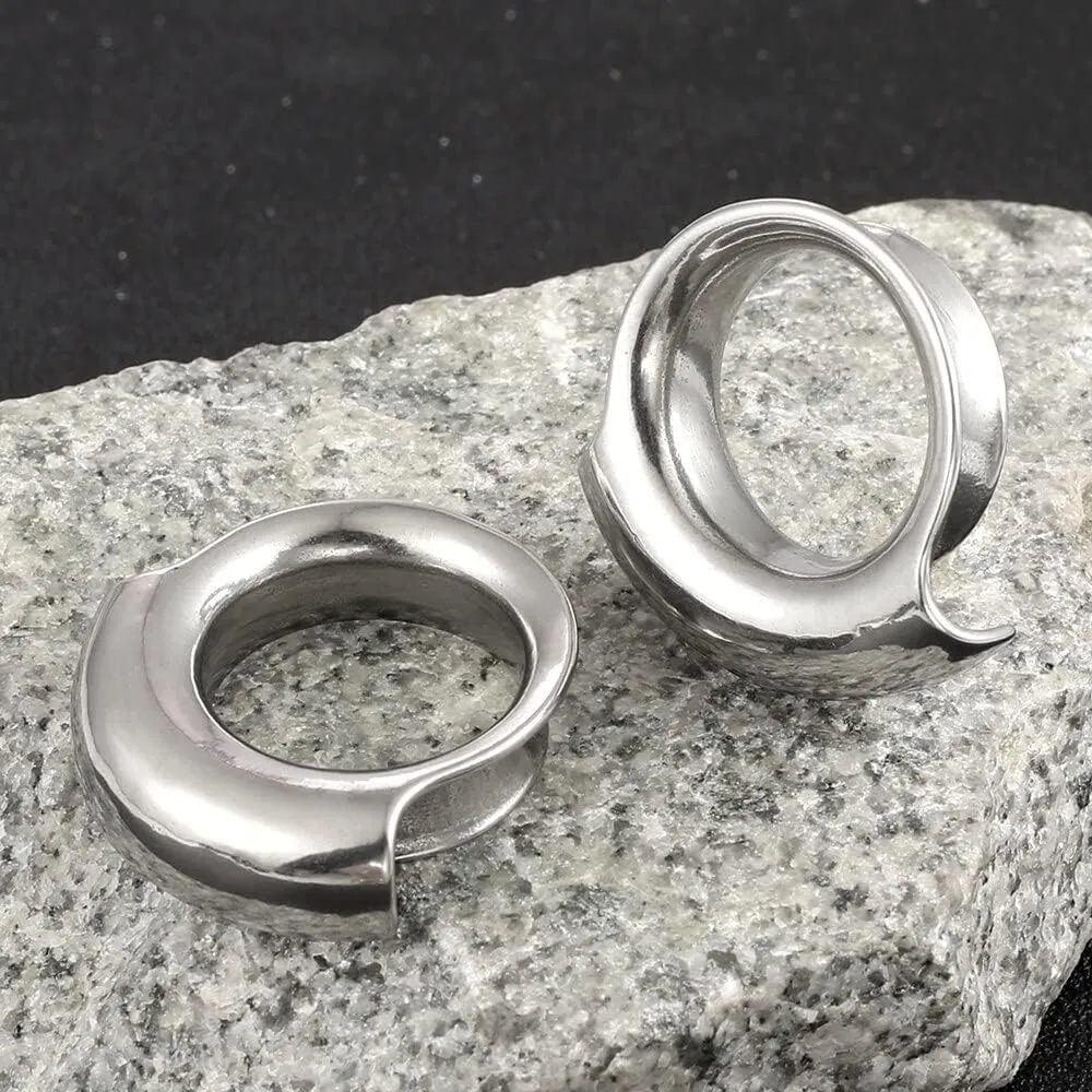 2PCS 8mm-25mm (0G-1") Cuff Lobes Gauges for Ears Basic Ear Plugs Tunnels for Stretched Ears Hypoallergenic 316 Stainless Steel Ear Body Piercing Jewelry for Women Men