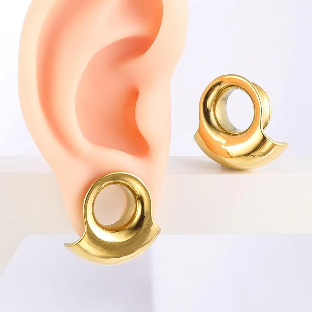 2PCS 8mm-25mm (0G-1") Cuff Lobes Gauges for Ears Basic Ear Plugs Tunnels for Stretched Ears Hypoallergenic 316 Stainless Steel Ear Body Piercing Jewelry for Women Men