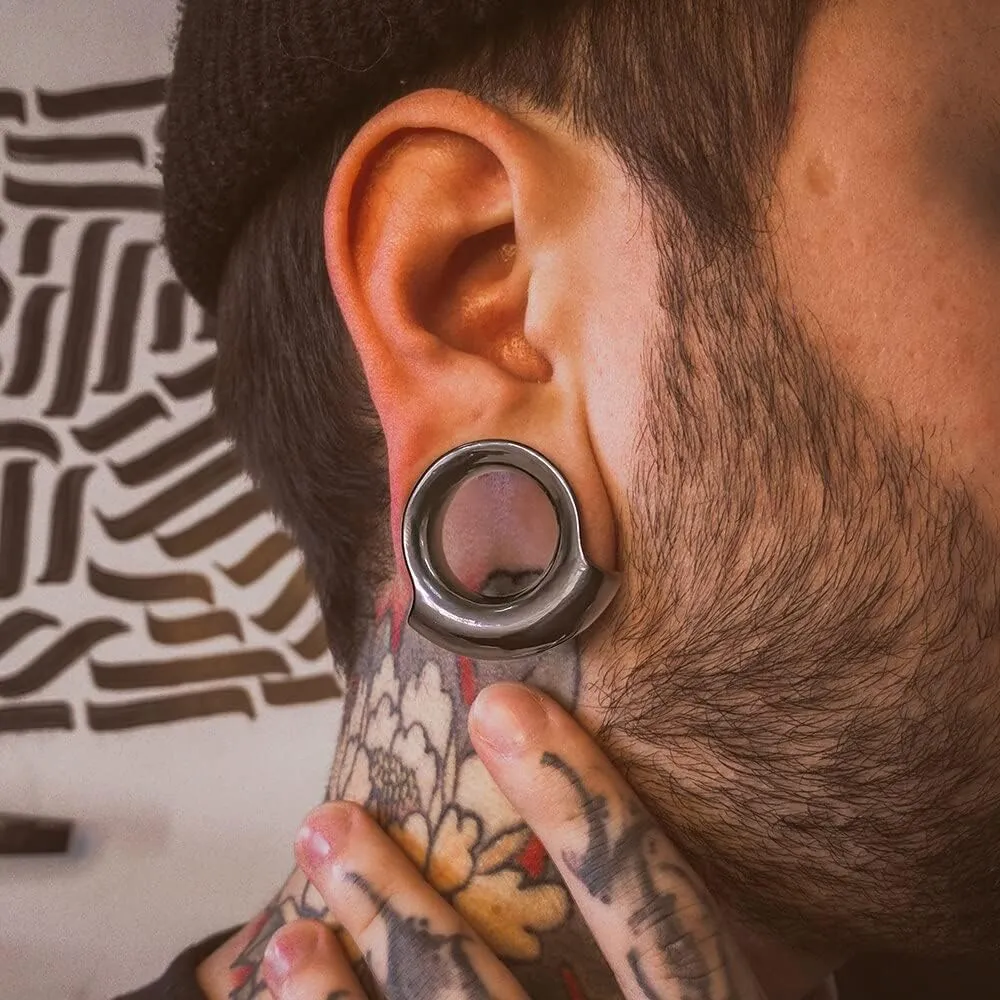 2PCS 8mm-25mm (0G-1") Cuff Lobes Gauges for Ears Basic Ear Plugs Tunnels for Stretched Ears Hypoallergenic 316 Stainless Steel Ear Body Piercing Jewelry for Women Men