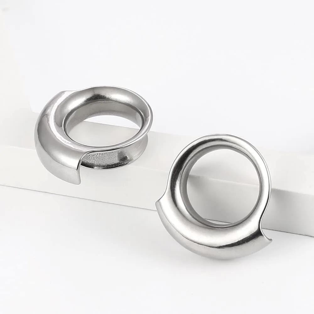 2PCS 8mm-25mm (0G-1") Cuff Lobes Gauges for Ears Basic Ear Plugs Tunnels for Stretched Ears Hypoallergenic 316 Stainless Steel Ear Body Piercing Jewelry for Women Men