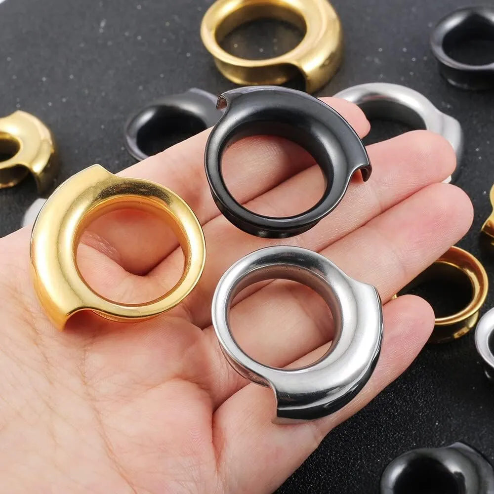 2PCS 8mm-25mm (0G-1") Cuff Lobes Gauges for Ears Basic Ear Plugs Tunnels for Stretched Ears Hypoallergenic 316 Stainless Steel Ear Body Piercing Jewelry for Women Men