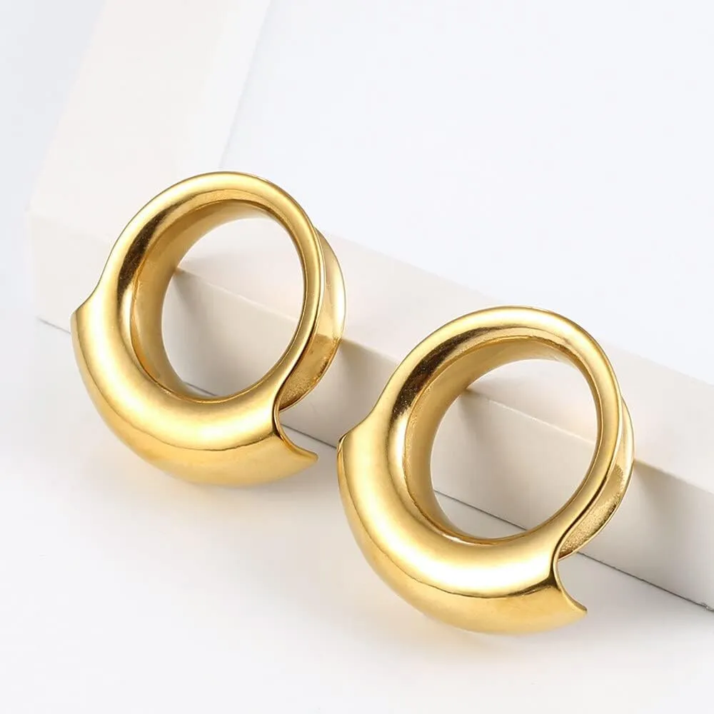 2PCS 8mm-25mm (0G-1") Cuff Lobes Gauges for Ears Basic Ear Plugs Tunnels for Stretched Ears Hypoallergenic 316 Stainless Steel Ear Body Piercing Jewelry for Women Men