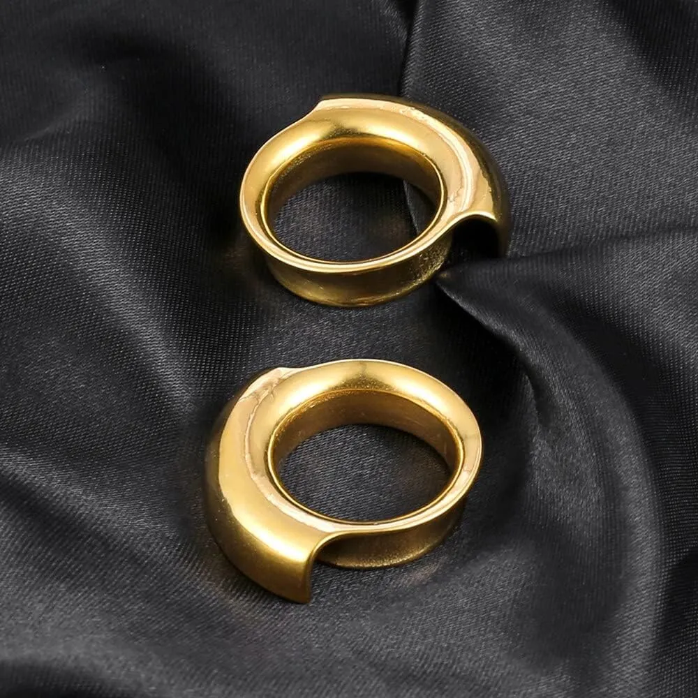 2PCS 8mm-25mm (0G-1") Cuff Lobes Gauges for Ears Basic Ear Plugs Tunnels for Stretched Ears Hypoallergenic 316 Stainless Steel Ear Body Piercing Jewelry for Women Men