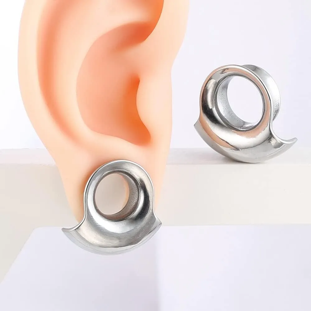 2PCS 8mm-25mm (0G-1") Cuff Lobes Gauges for Ears Basic Ear Plugs Tunnels for Stretched Ears Hypoallergenic 316 Stainless Steel Ear Body Piercing Jewelry for Women Men