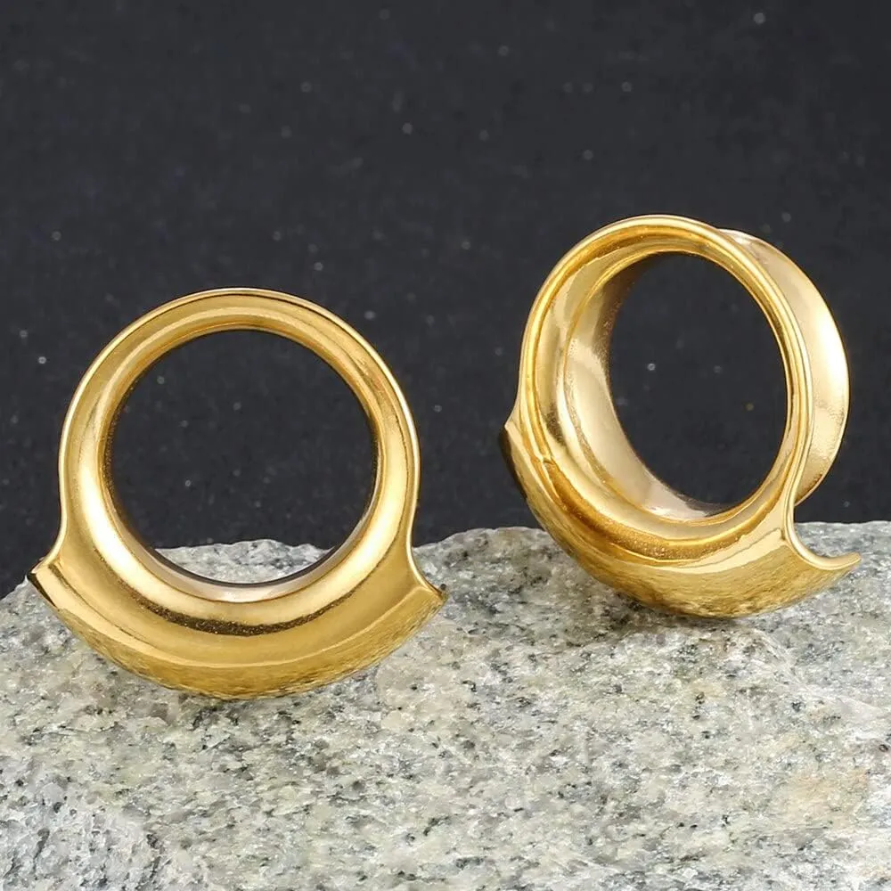 2PCS 8mm-25mm (0G-1") Cuff Lobes Gauges for Ears Basic Ear Plugs Tunnels for Stretched Ears Hypoallergenic 316 Stainless Steel Ear Body Piercing Jewelry for Women Men