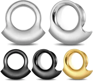 2PCS 8mm-25mm (0G-1") Cuff Lobes Gauges for Ears Basic Ear Plugs Tunnels for Stretched Ears Hypoallergenic 316 Stainless Steel Ear Body Piercing Jewelry for Women Men