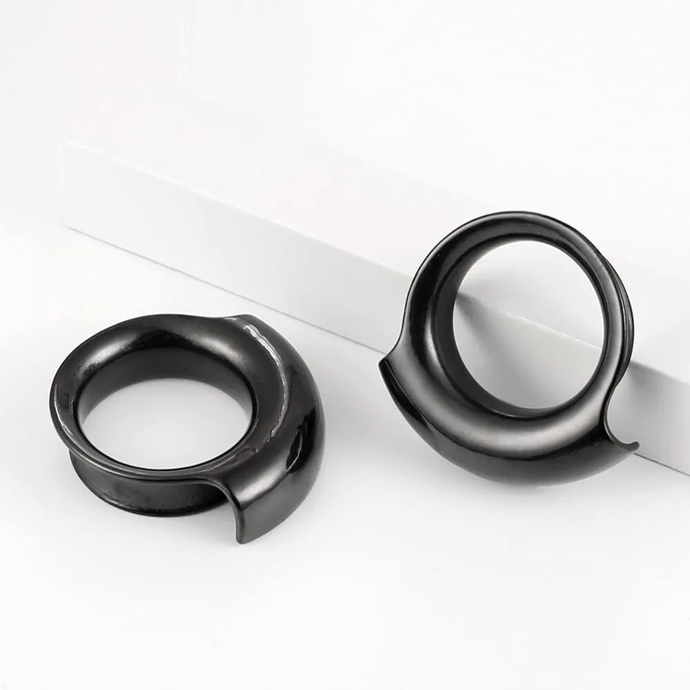 2PCS 8mm-25mm (0G-1") Cuff Lobes Gauges for Ears Basic Ear Plugs Tunnels for Stretched Ears Hypoallergenic 316 Stainless Steel Ear Body Piercing Jewelry for Women Men