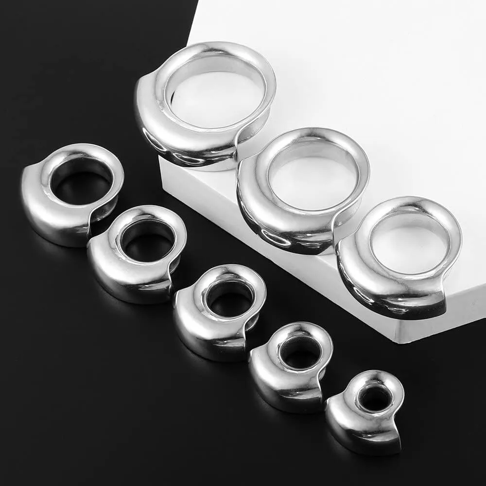 2PCS 8mm-25mm (0G-1") Cuff Lobes Gauges for Ears Basic Ear Plugs Tunnels for Stretched Ears Hypoallergenic 316 Stainless Steel Ear Body Piercing Jewelry for Women Men