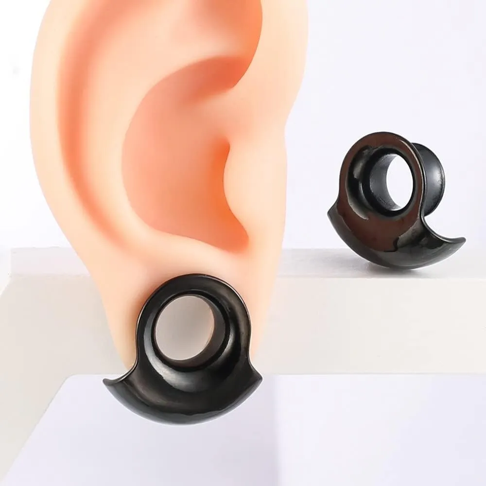 2PCS 8mm-25mm (0G-1") Cuff Lobes Gauges for Ears Basic Ear Plugs Tunnels for Stretched Ears Hypoallergenic 316 Stainless Steel Ear Body Piercing Jewelry for Women Men