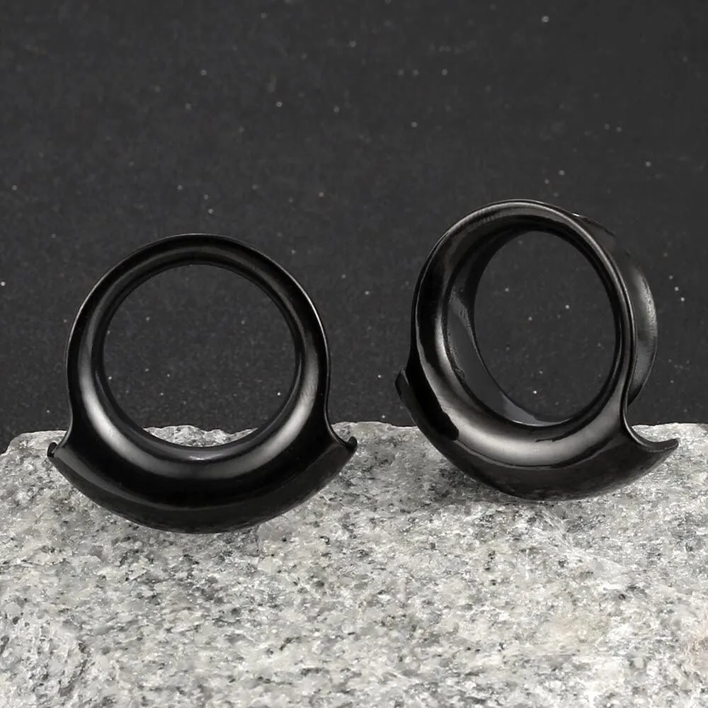 2PCS 8mm-25mm (0G-1") Cuff Lobes Gauges for Ears Basic Ear Plugs Tunnels for Stretched Ears Hypoallergenic 316 Stainless Steel Ear Body Piercing Jewelry for Women Men